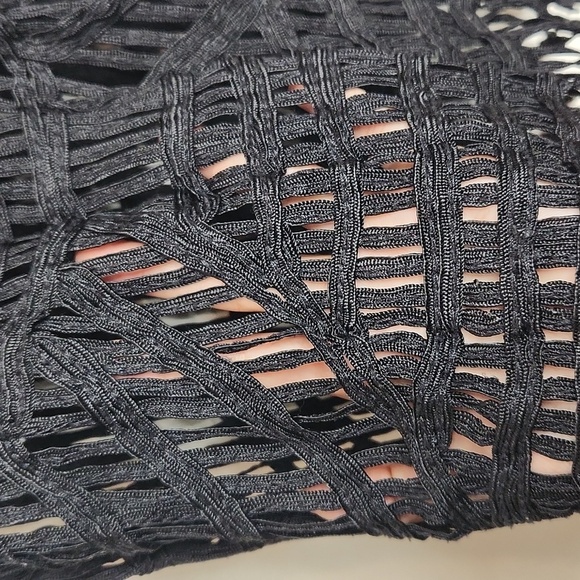 Black Crochet Fringe mini Dress Beach Cover Up Women's - Picture 3 of 5